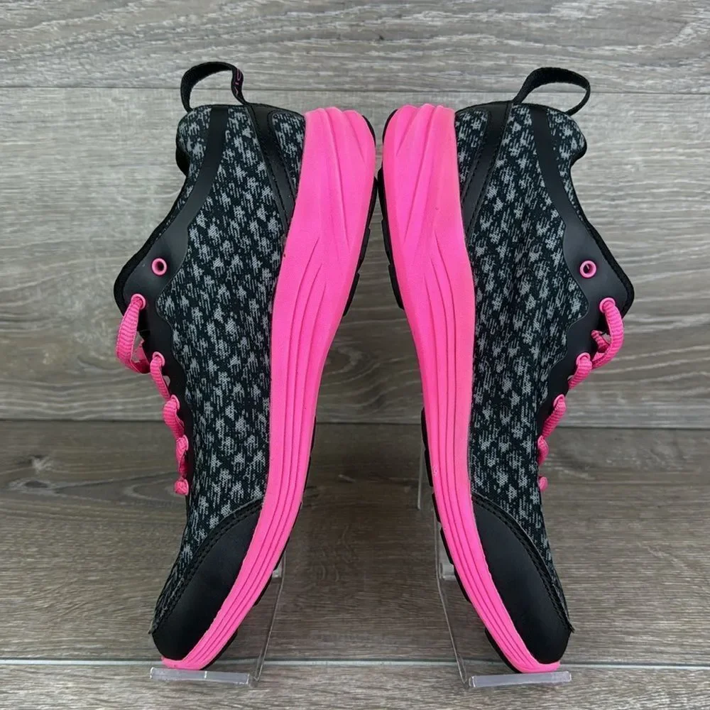 Vionic 335Python Women's Sz 7M Black Pink Low Top Lace Up Walking Sneakers